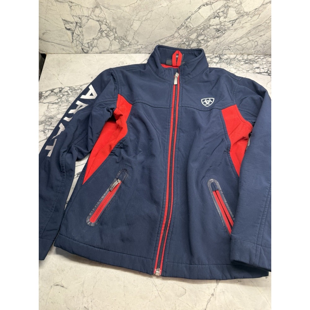 Ariat Boys Youth Small (8) Navy Blue Red Softshell Jacket